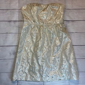 NWT Women's American Eagle Strapless White Shimmer Dress
